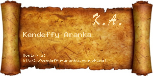 Kendeffy Aranka névjegykártya
